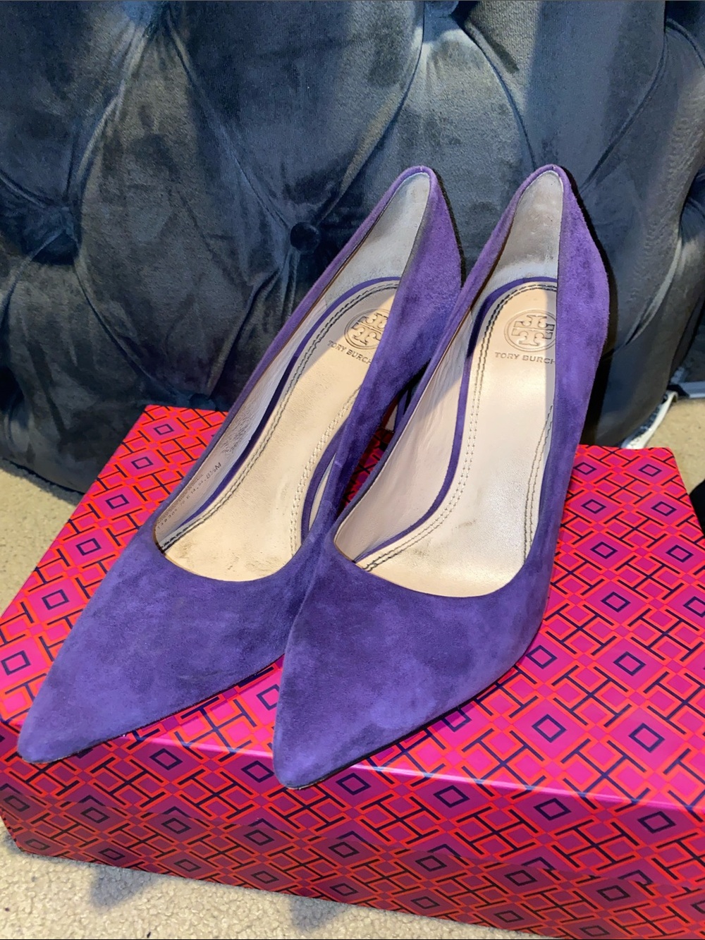 Tory Burch Violet Suede Pointed-Toe Pumps 8.5